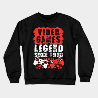 Gaming 1980 Birthday Video Games Birthday Gamer Crewneck Sweatshirt